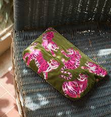 Wild Tiger Everyday Pouch ~ Green & Pink