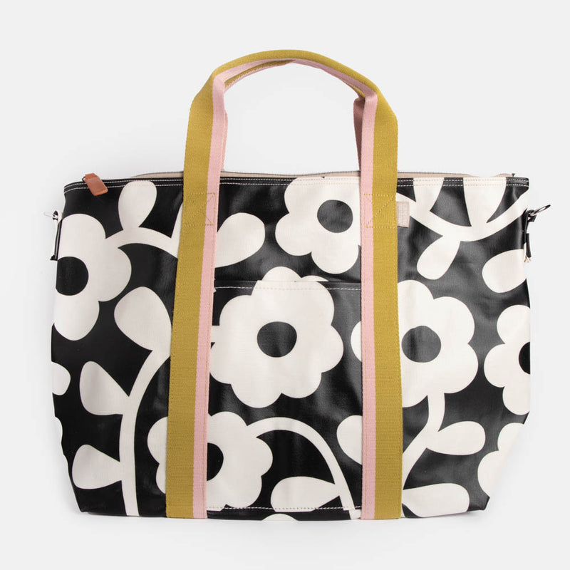 Charcoal Mono Flower Weekend Bag