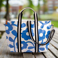 Blue Mono Flower Weekend Bag