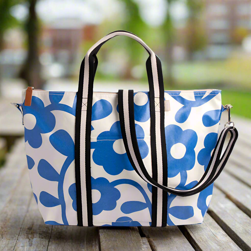 Blue Mono Flower Weekend Bag