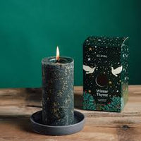 Winter Thyme, Gold Marbled Pillar Candle