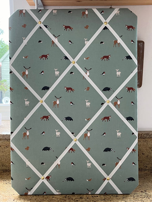 Handmade Fabric Noticeboard ~ Woodland Animals