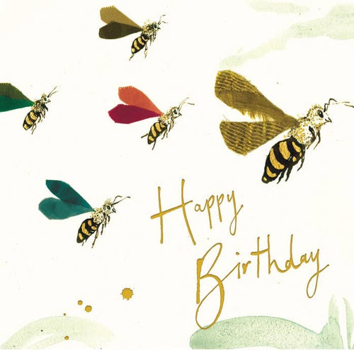 Happy Birthday Bees Gold Foil Card