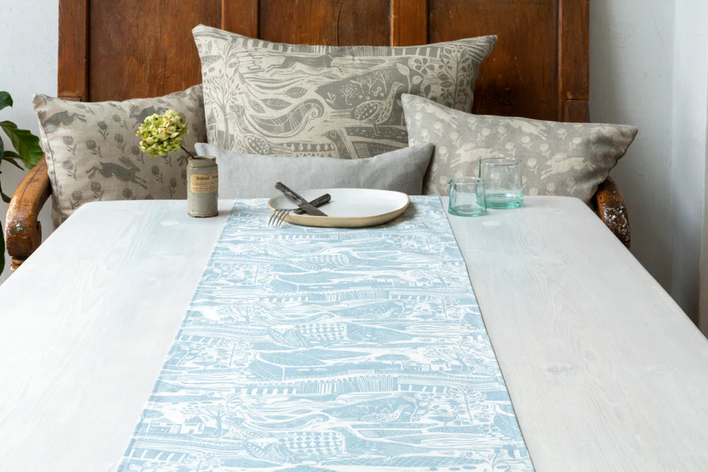 Through the Fields Duck Egg Blue Table Runner