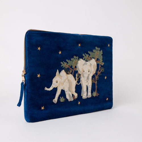 Baby Elephant Conservation Velvet Small Laptop Case