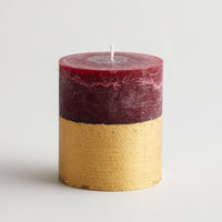Figgy Pudding Gold Half-Dipped Pillar Candle