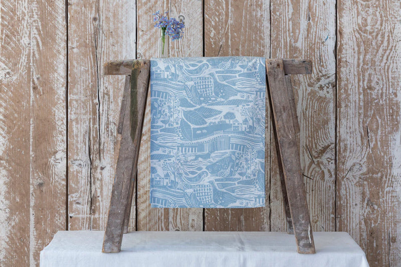 Through the Fields Duck Egg Blue Table Runner
