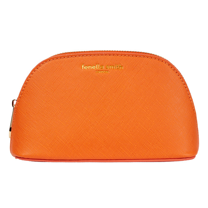 Orange Vegan Leather Oyster Cosmetic Case