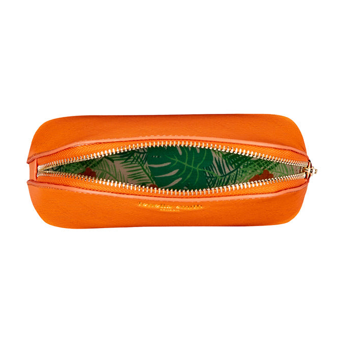 Orange Vegan Leather Oyster Cosmetic Case