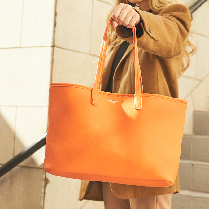 Orange Vegan Leather Izzie Tote Bag