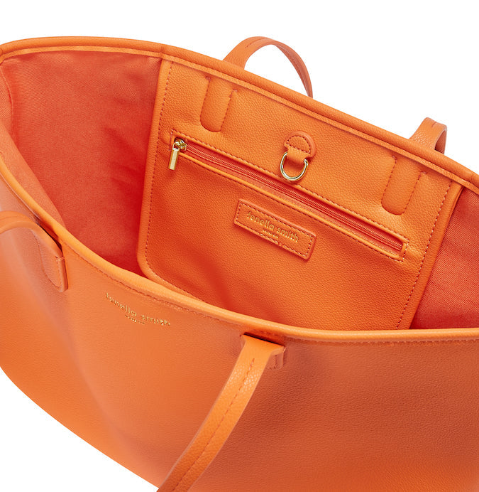 Orange Vegan Leather Izzie Tote Bag