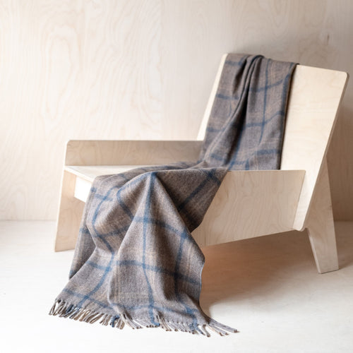 Recycled Wool Knee Blanket in Clay Munro Check