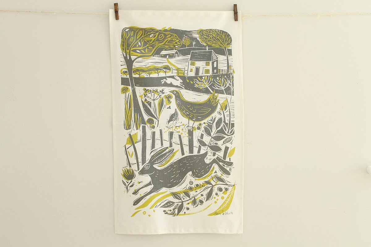 Running Hare Tea Towel