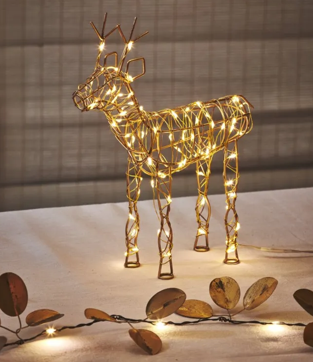 Light-up Large Gold Wire Reindeer