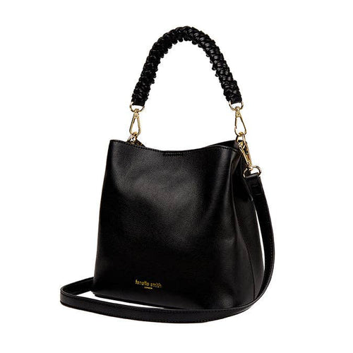 Black Vegan Leather Mimi Bucket Bag