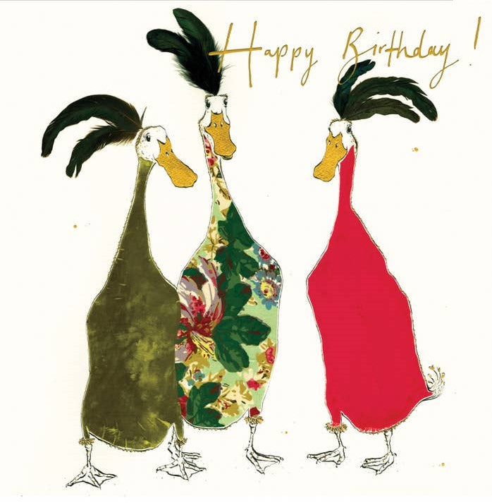 Happy Birthday Ducks Gold Foil Card