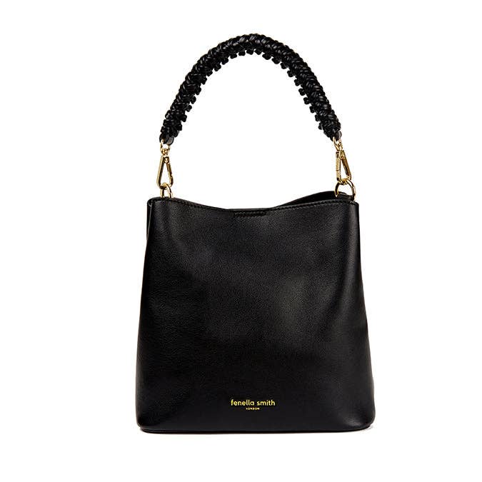 Black Vegan Leather Mimi Bucket Bag
