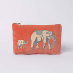 Elephant Conservation Coral Velvet Everyday Pouch