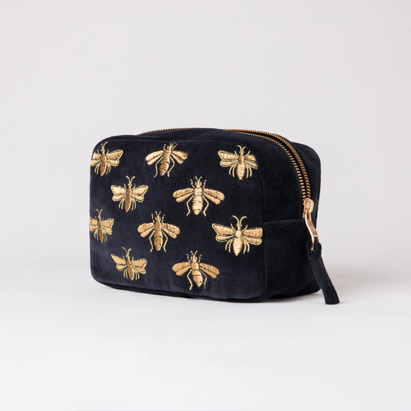 Honey Bee Black Velvet Cosmetics Bag