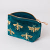 Honey Bee Rich Blue Velvet Coin Purse