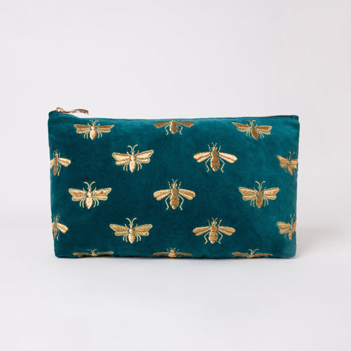 Honey Bee Everyday Velvet Pouch ~ Rich Blue