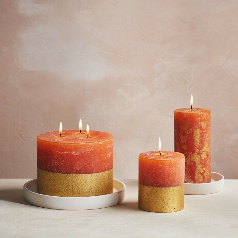Orange & Cinnamon gold dipped candle