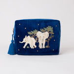 Baby Elephant Navy Velvet Wash Bag