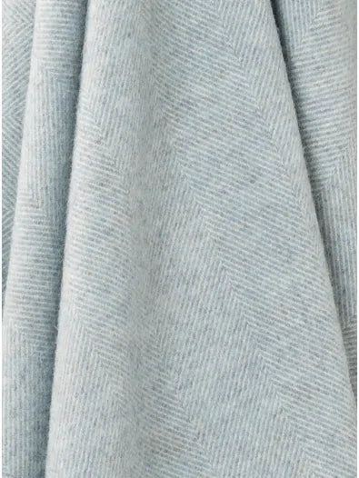 Herringbone Pure New Wool Duck Egg Blue Throw