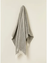 Herringbone Pure New Wool Vintage Grey Throw