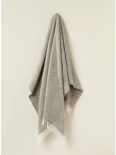 Herringbone Pure New Wool Vintage Grey Throw