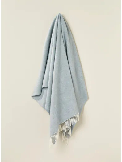 Herringbone Pure New Wool Duck Egg Blue Throw